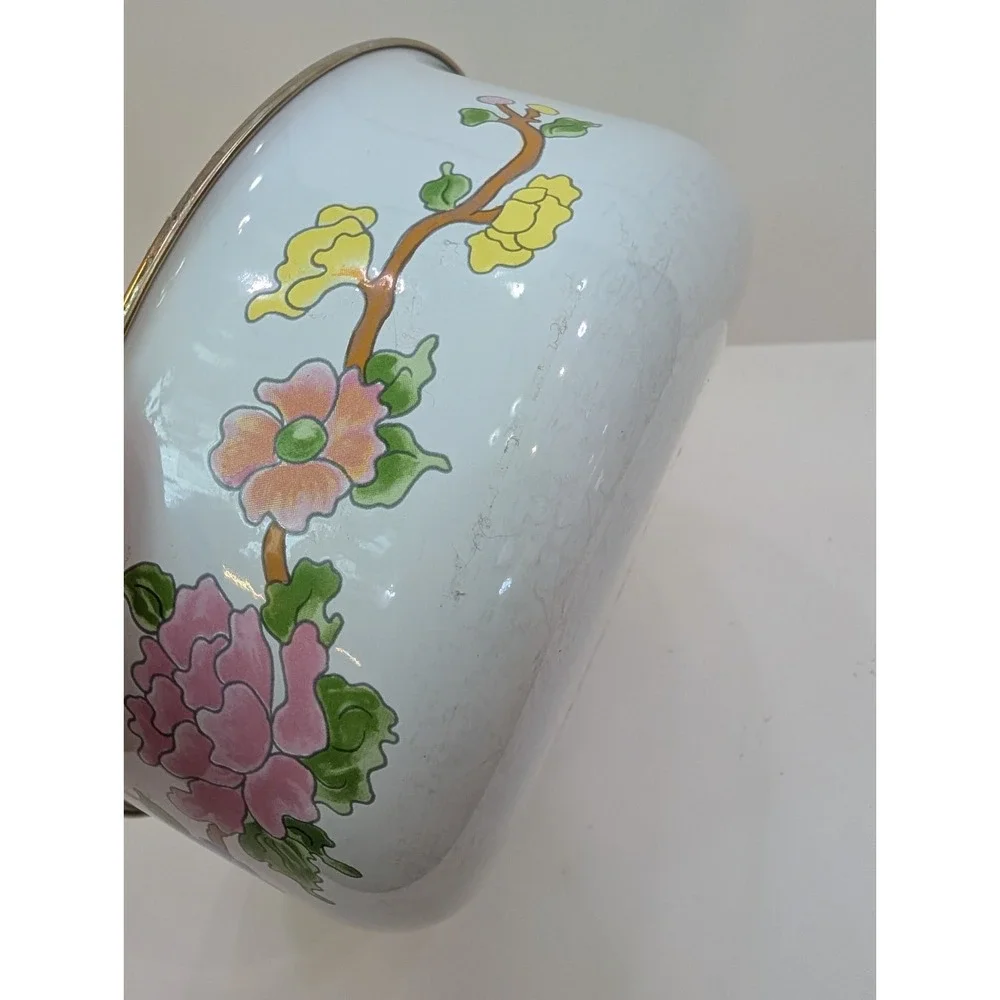 M. Kamenstein Floral Mixing Nesting Bowls Vintage 1983 Enamelware Set of 2
